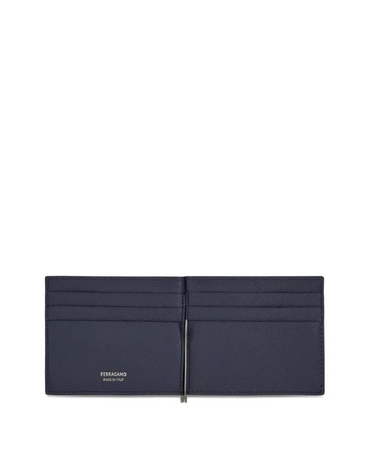 Ferragamo Blue Portafoglio Gancini Con Clip for men