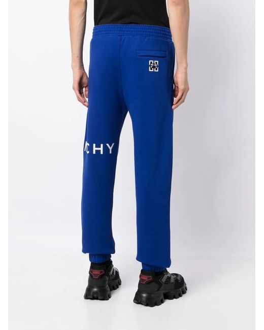 Givenchy Blue Logo-Print Track Pants for men