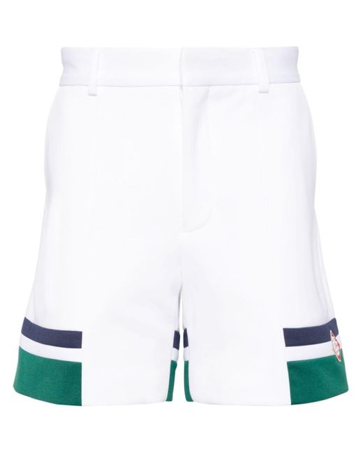 Casablancabrand White Logo-appliqué Stripe-detail Track Shorts for men