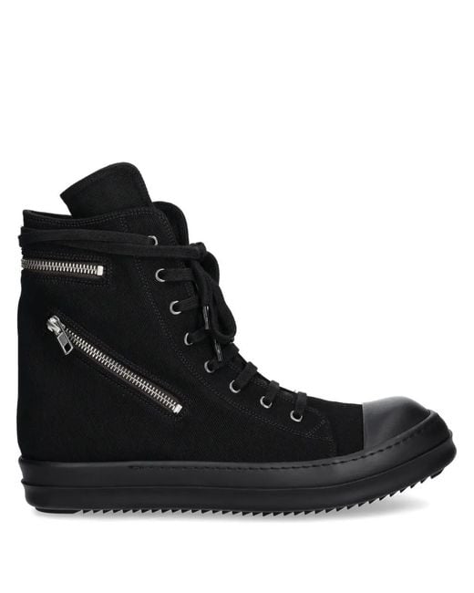 Rick Owens Black Cargo Sneaks Zip-Detail Sneakers for men
