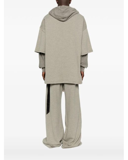 Rick Owens Natural Drawstring Layered Hoodie for men