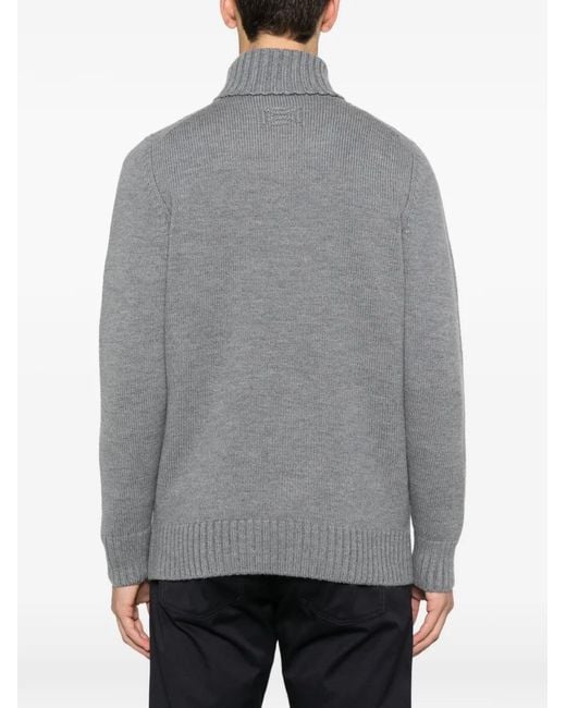 Drumohr Gray Roll-Neck Wool Sweater for men