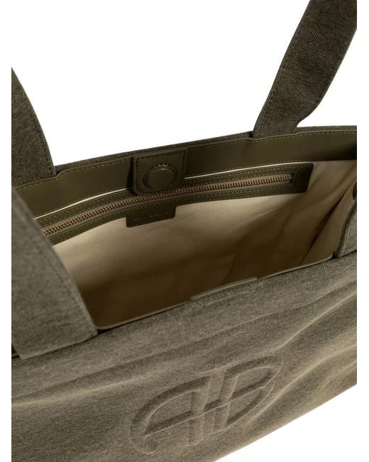 Anine Bing Green Embossed Logo Tote Bag