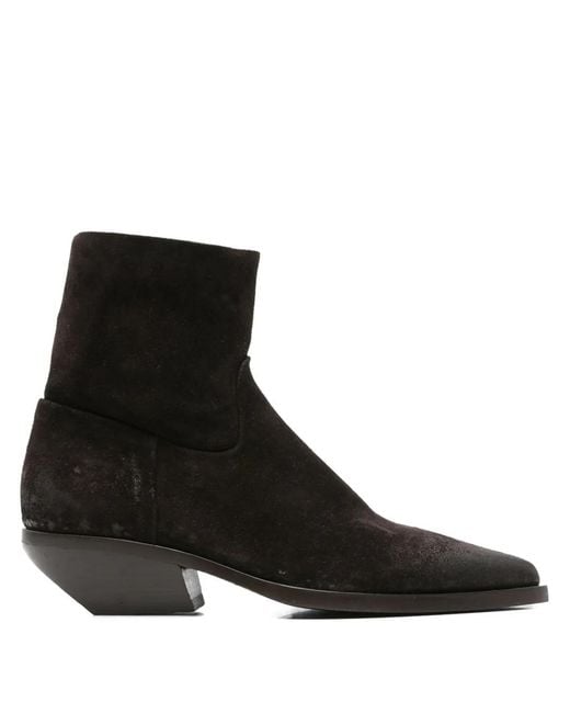 Elena Iachi Black Pointed-Toe Suede Ankle Boots