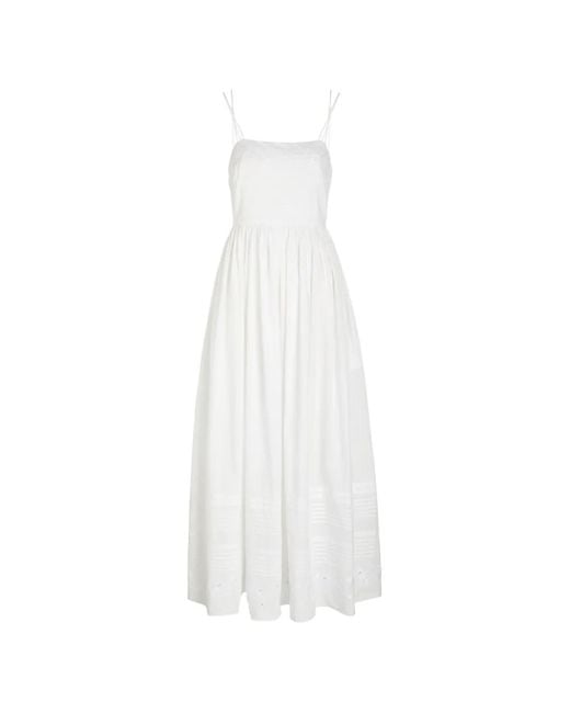 Bode White Chamomile Embroidered Strap Dress