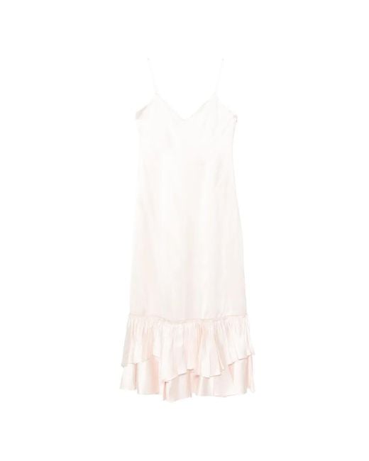 Jil Sander White Ruffled Slip Dress