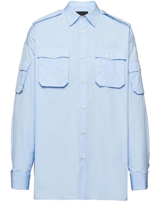 Camicia con colletto ampio di Prada in Blue da Uomo