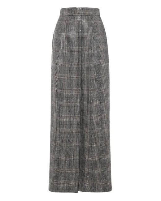 Brunello Cucinelli Gray Sequin-Embellished Long Skirt