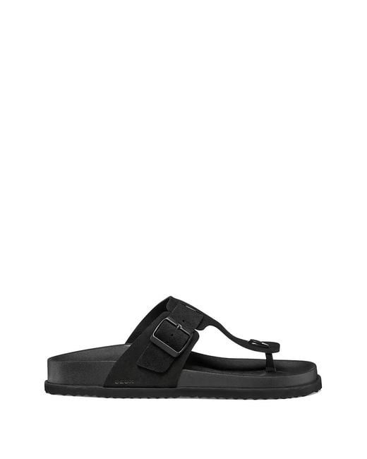 Geox Black Buckle-Fastening Thong Sandals for men