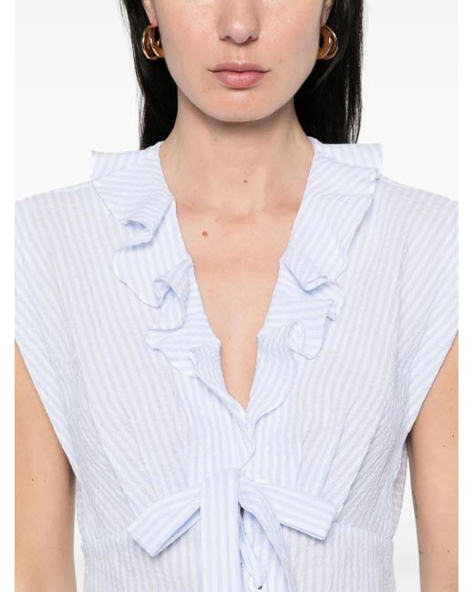 Sandro ストライプ クロップドトップ White