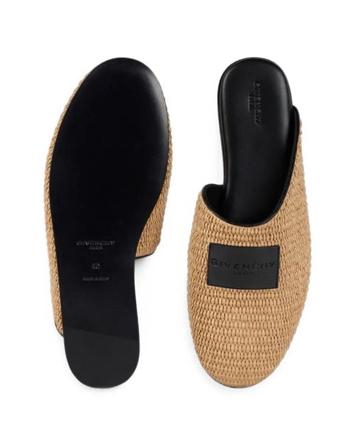 Givenchy White Label Raffia-Effect Flat Mules