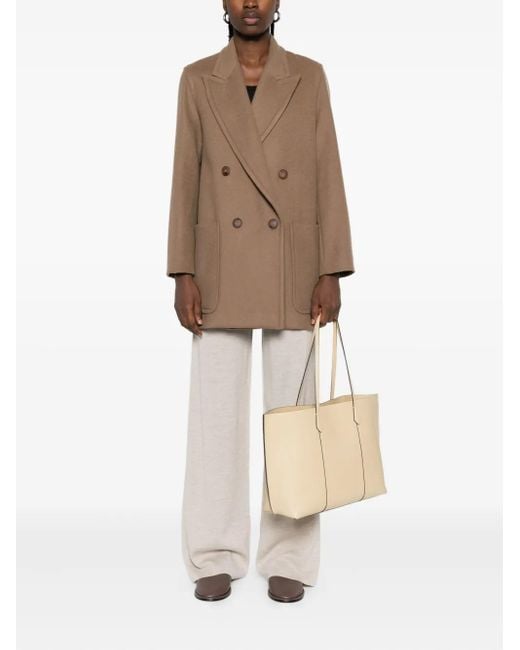 Max Mara Brown Double-Breasted Patch-Pocket Coat