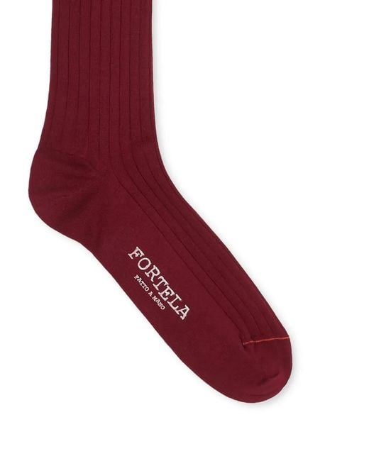 Fortela Red Chaussettes En Maille Nervurée for men