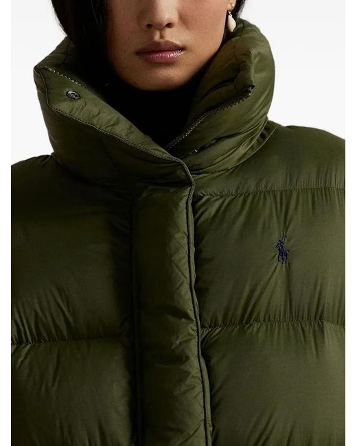 Polo Ralph Lauren Green Logo-Detail Quilted Coat