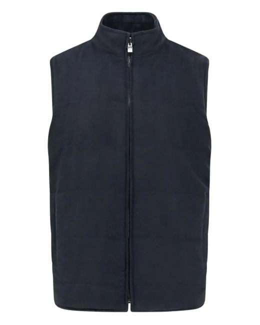 Corneliani Blue Zip Sleeveless Jacket for men