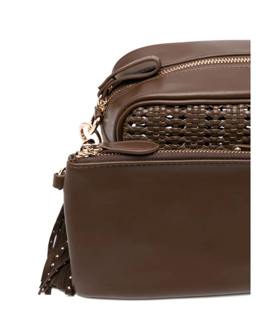La Carrie Brown Woven Tassel Leather Shoulder Bag