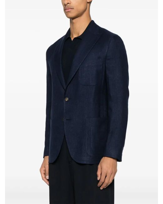 Eleventy Blue Linen, Wool And Silk Blazer for men