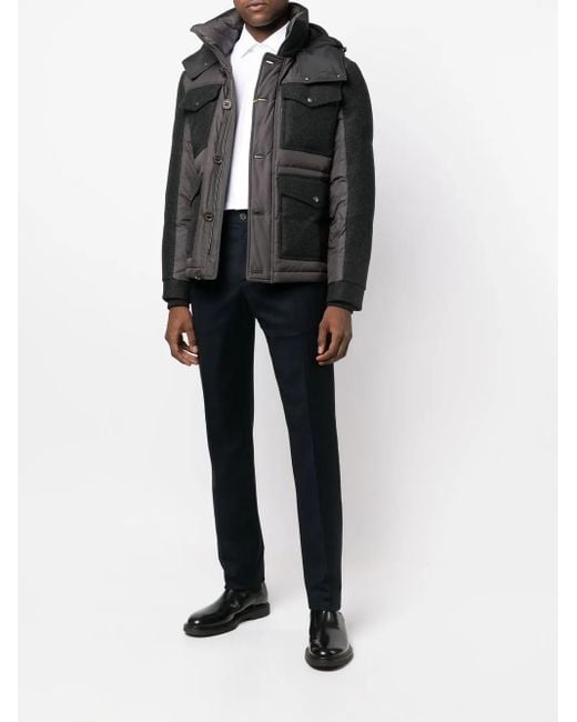 Canali Black Hooded Padded Jacket for men