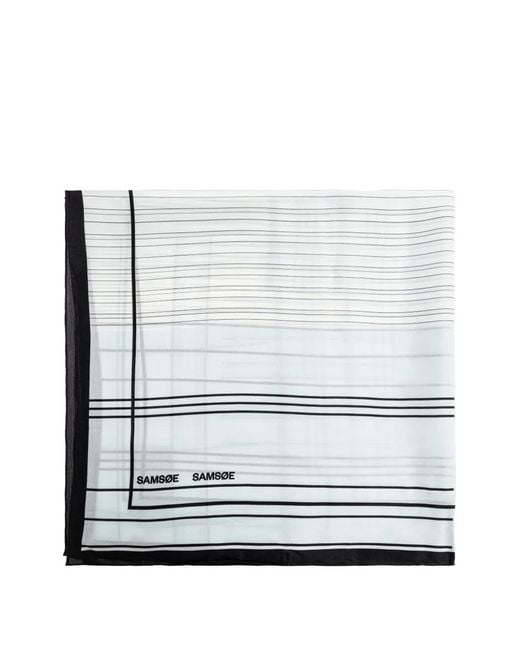 Samsøe & Samsøe White Sahailan Striped Scarf