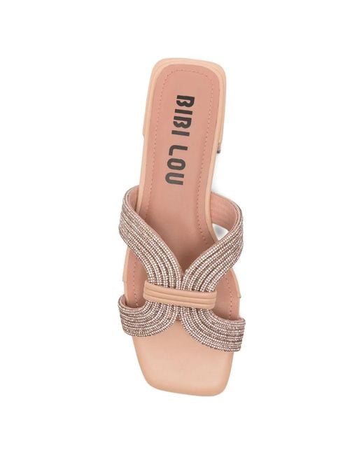 Bibi Lou Pink Calendula Embellished Leather Sandals