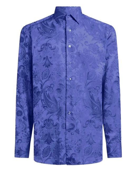 Camisa de algodón en jacquard Etro de hombre de color Blue