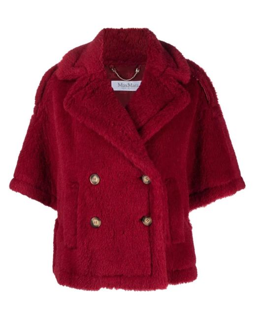 Max Mara Red Jacke Aus Faux Fur