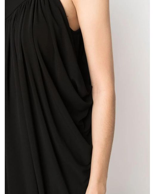 Alberta Ferretti Black Sleeveless Draped Evening Dress