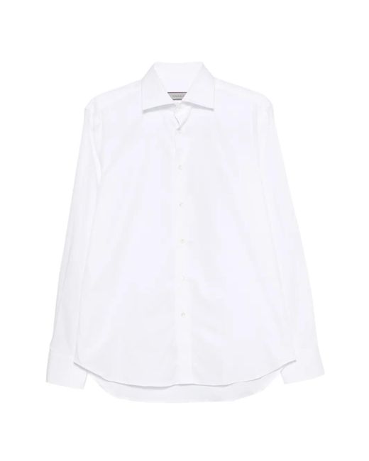 Canali メンズ ホワイト ボタン シャツ
