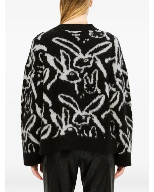 Camisa Con Estampado De Conejo MSGM de color Black