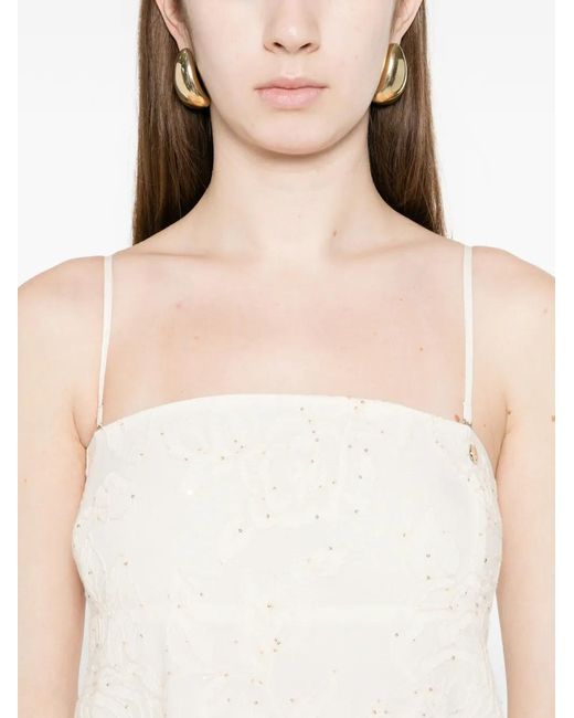Liu Jo White Sequin Floral Day Dress