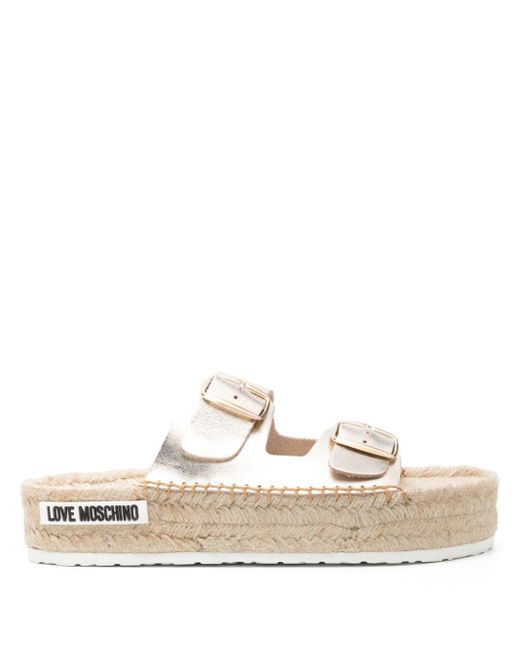 Love Moschino Natural Double-strap Espadrilles