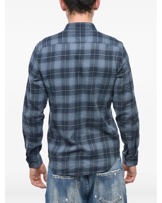 Theory Blue Plaid-Pattern Shirt for men