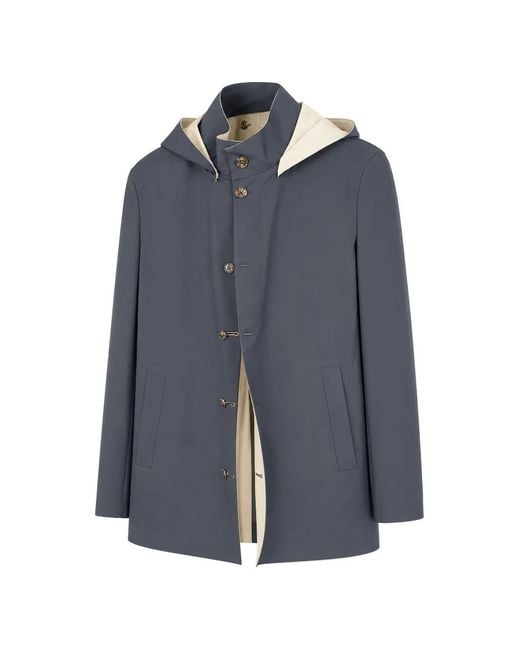 Tombolini Blue Hooded Toggle-Fastening Coat for men