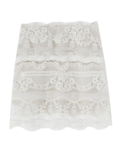 Ermanno Scervino White Lace-Patchwork Skirt