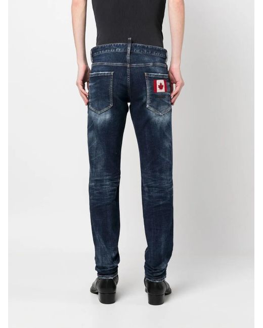 DSquared² Flag Patch Slim-Fit Jeans in het Blue voor heren
