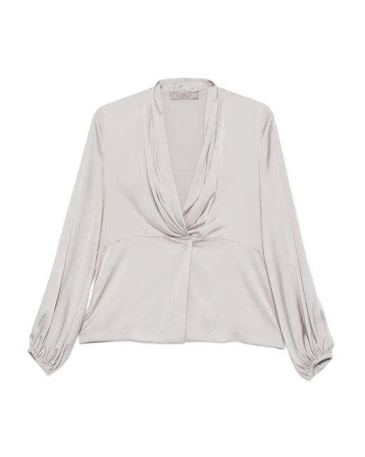 D.exterior Women's White Draped Top