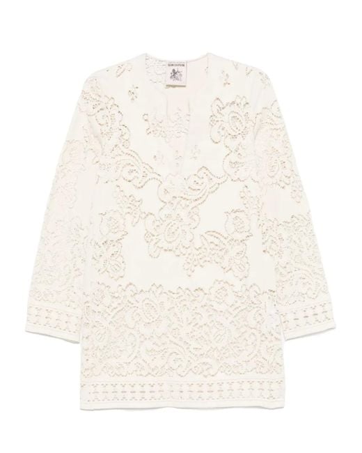 Semicouture マクラメ ミニドレス White