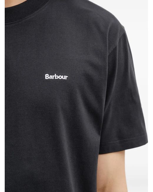 Barbour Black Dalton Logo-Embroidered T-Shirt for men