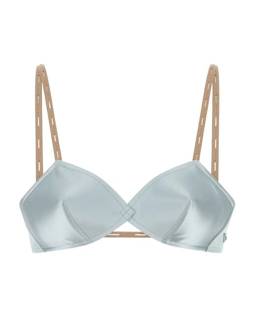 Miu Miu Blue Satin Cross-Front Bra