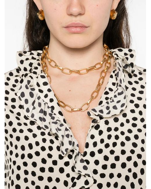 Chloé White Ruffled-Neck Blouse