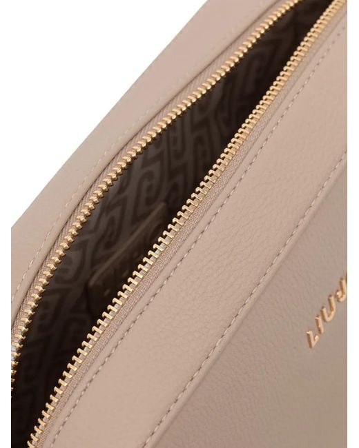 Liu Jo Natural Logo-Plaque Pebbled-Effect Shoulder Bag
