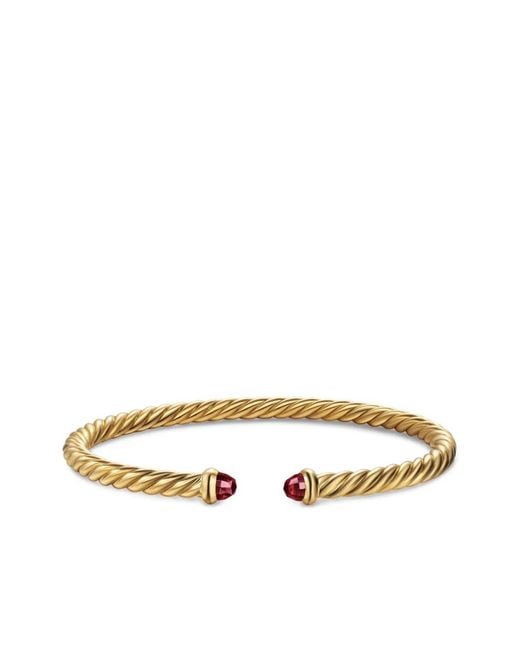 David Yurman Metallic 18Kt Cablespira Garnet Cuff