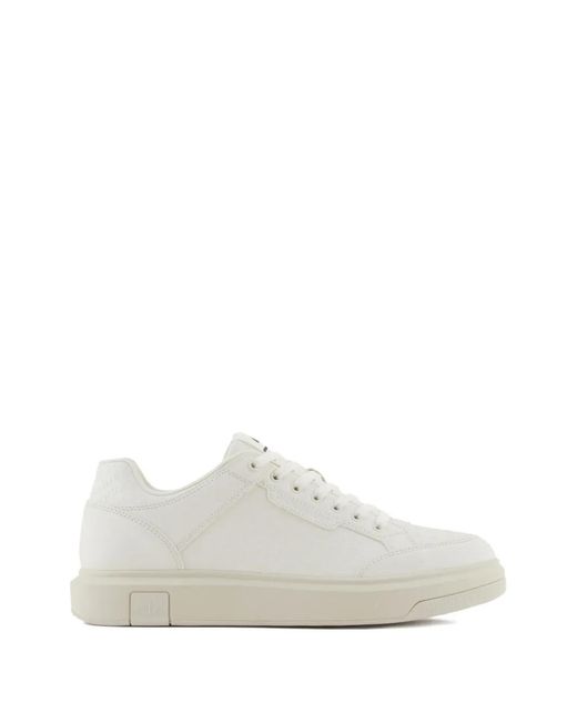 ARMANI EXCHANGE White Baskets À Design Embossé for men