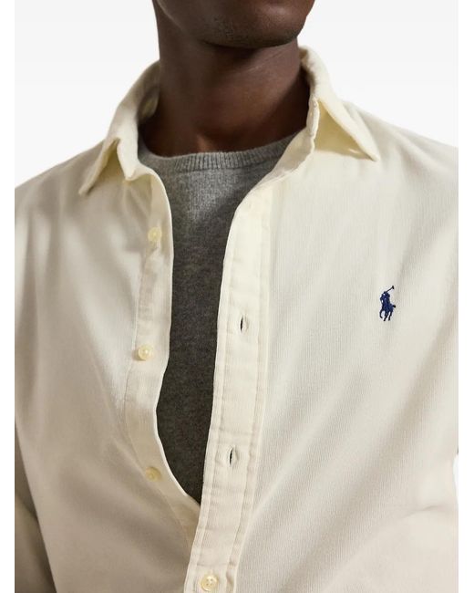 Polo Ralph Lauren White Custom Fit Corduroy Shirt for men