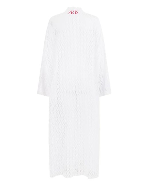 Valentino Garavani White Long-Sleeve Lace Kimono