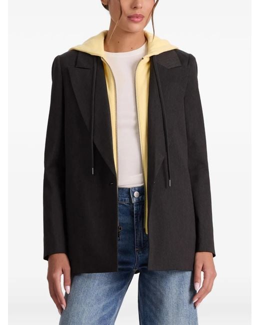 Alice + Olivia Black Blazer Jordan À Bande Latérale Et Capuche Détachable