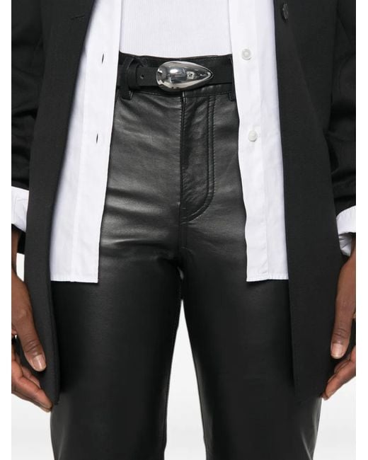 Blazé Milano Gray Leather Trousers