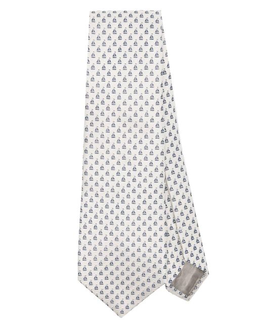 Cravatta con stampa di Giorgio Armani in White da Uomo