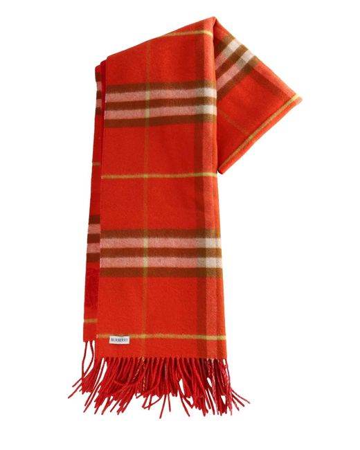 Sciarpa A Quadri Con Frange di Burberry in Red