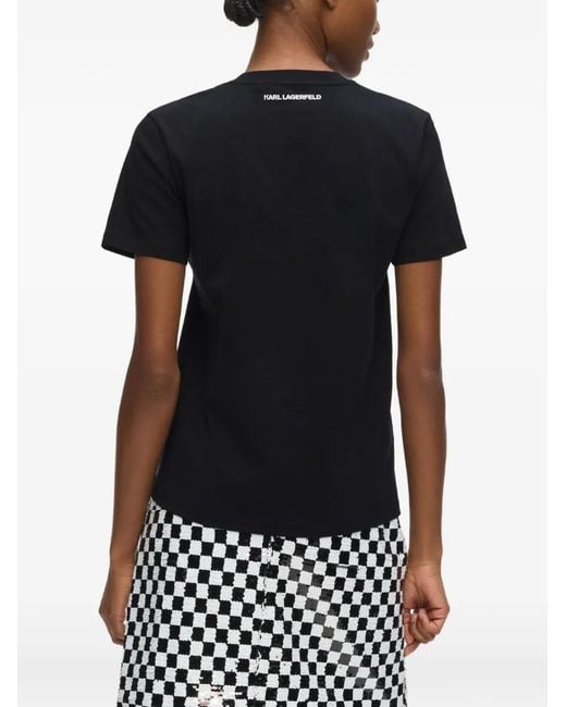 Karl Lagerfeld Black Portrait-Print T-Shirt